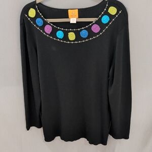 Black Colorful Accent Top 1X